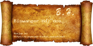 Biswanger Hódos névjegykártya